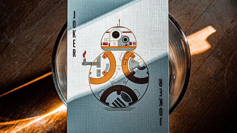 Joker Spielkarte mit Roboterbild aus Star Wars